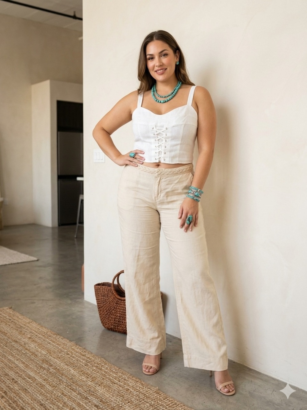 Cream Boot-Cut Pants with Subtle Flare